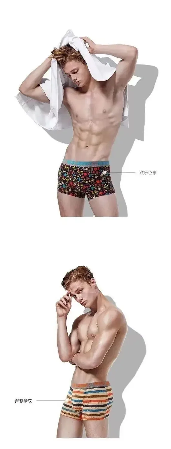 10PCS Men Underwear Sexy Underwear Comfortable Breathable Men Boxer Male Panties  Print Boxershorts Plus Size Underwear L-4XL