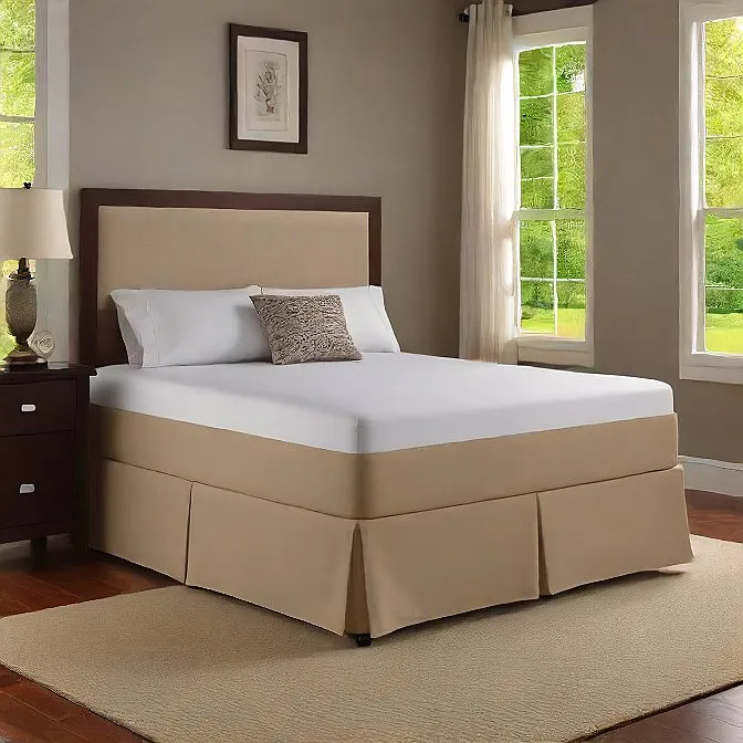 12 Inches Drop Bed Skirt Solid Taupe Egyptian Cotton 1000TC