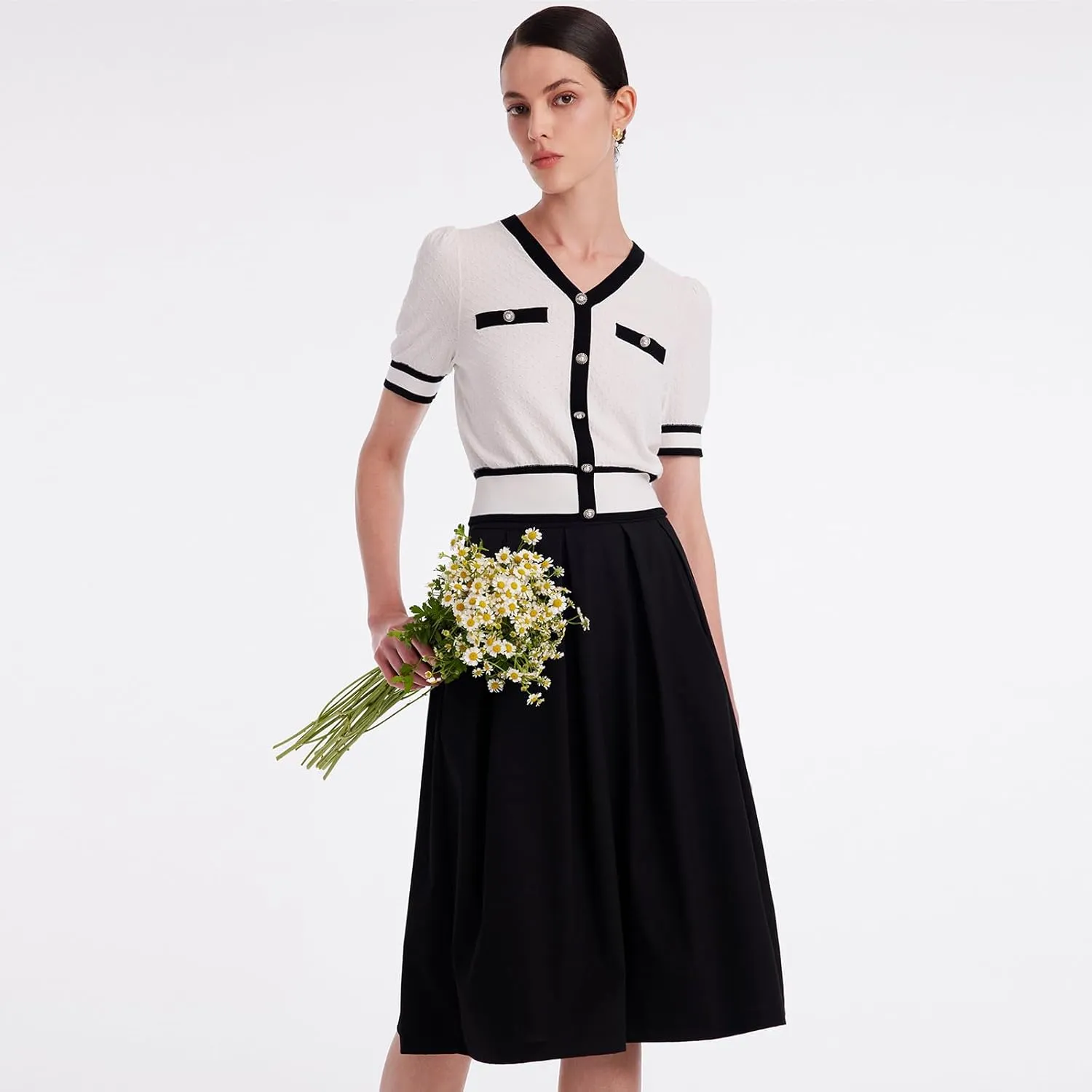 2 Piece Outfits Skirt Sets for Women Casual Tops and Midi A Line Skirts Sets Spring Summer Suits Outwear