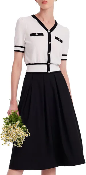 2 Piece Outfits Skirt Sets for Women Casual Tops and Midi A Line Skirts Sets Spring Summer Suits Outwear
