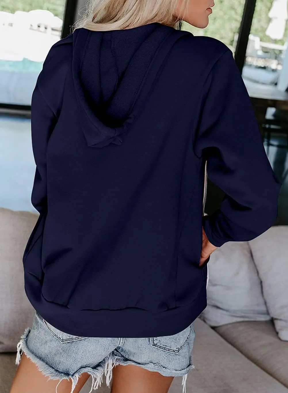2023 Women's Casual Long Sleeve Sweatshirts Zip Up Zipper Hoodies Fashion Hooded Jackets with Pockets