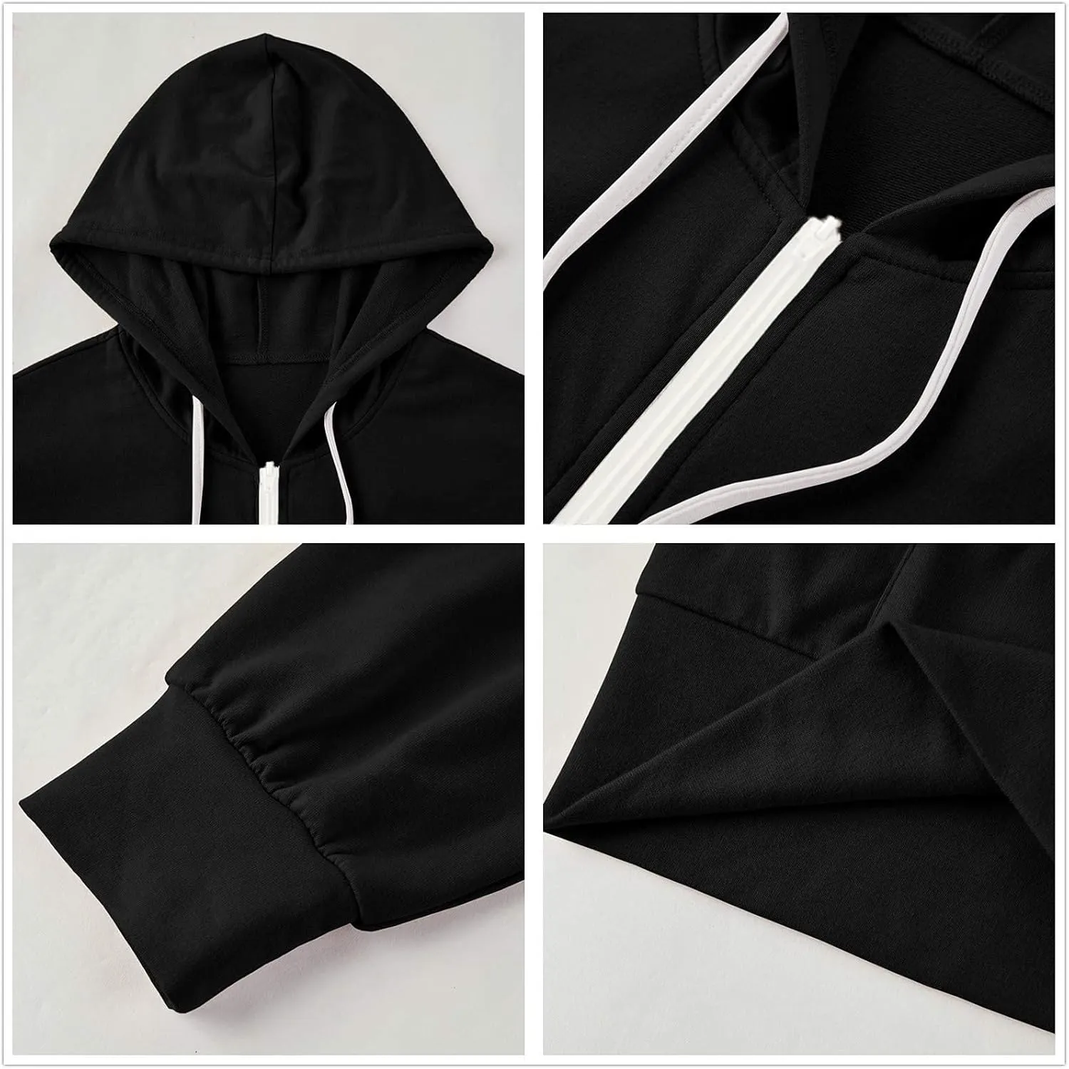2023 Women's Casual Long Sleeve Sweatshirts Zip Up Zipper Hoodies Fashion Hooded Jackets with Pockets