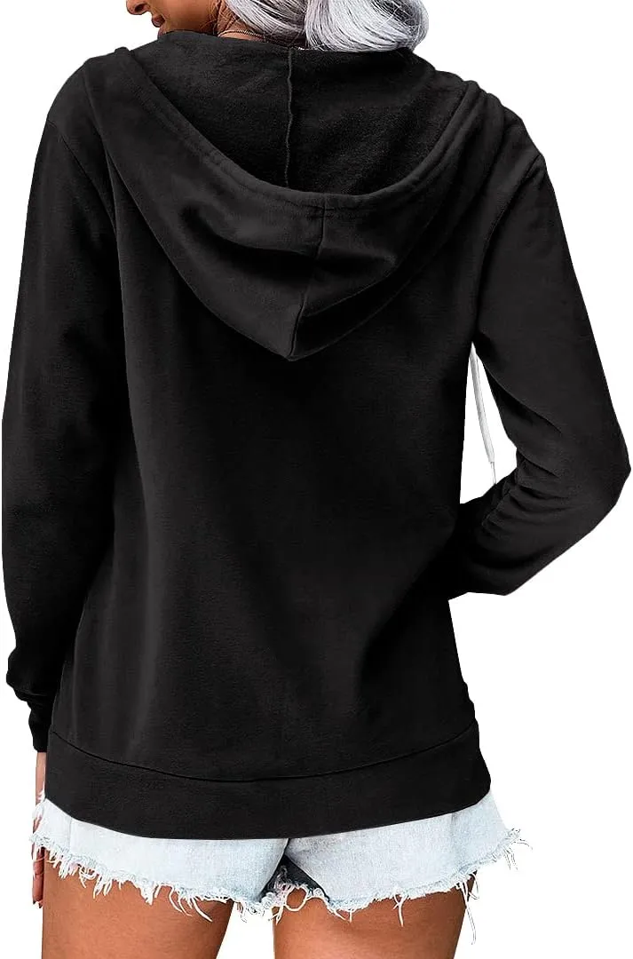 2023 Women's Casual Long Sleeve Sweatshirts Zip Up Zipper Hoodies Fashion Hooded Jackets with Pockets
