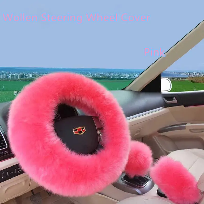 3pcs Plush Heated Steering Wheel Covers - Winter Warmth