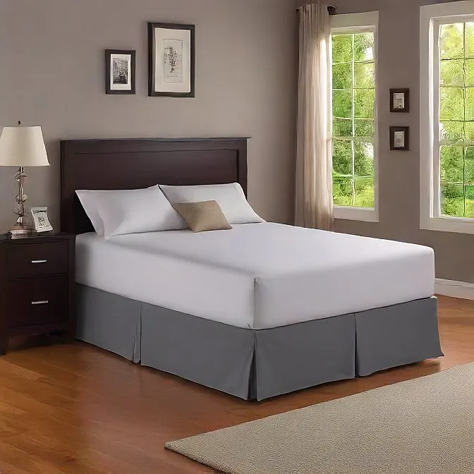 9 Inch Drop Bed Skirt Dark Grey Egyptian Cotton 1000TC