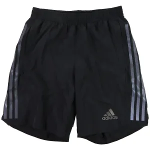 adidas Mens 7-in Seam Run Icon Full Reflective 3-Stripes Shorts - Black / Size S