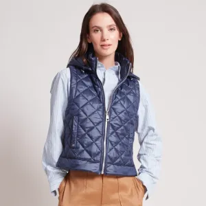 Adroit Quilted Gilet w/Detachable Hood Navy