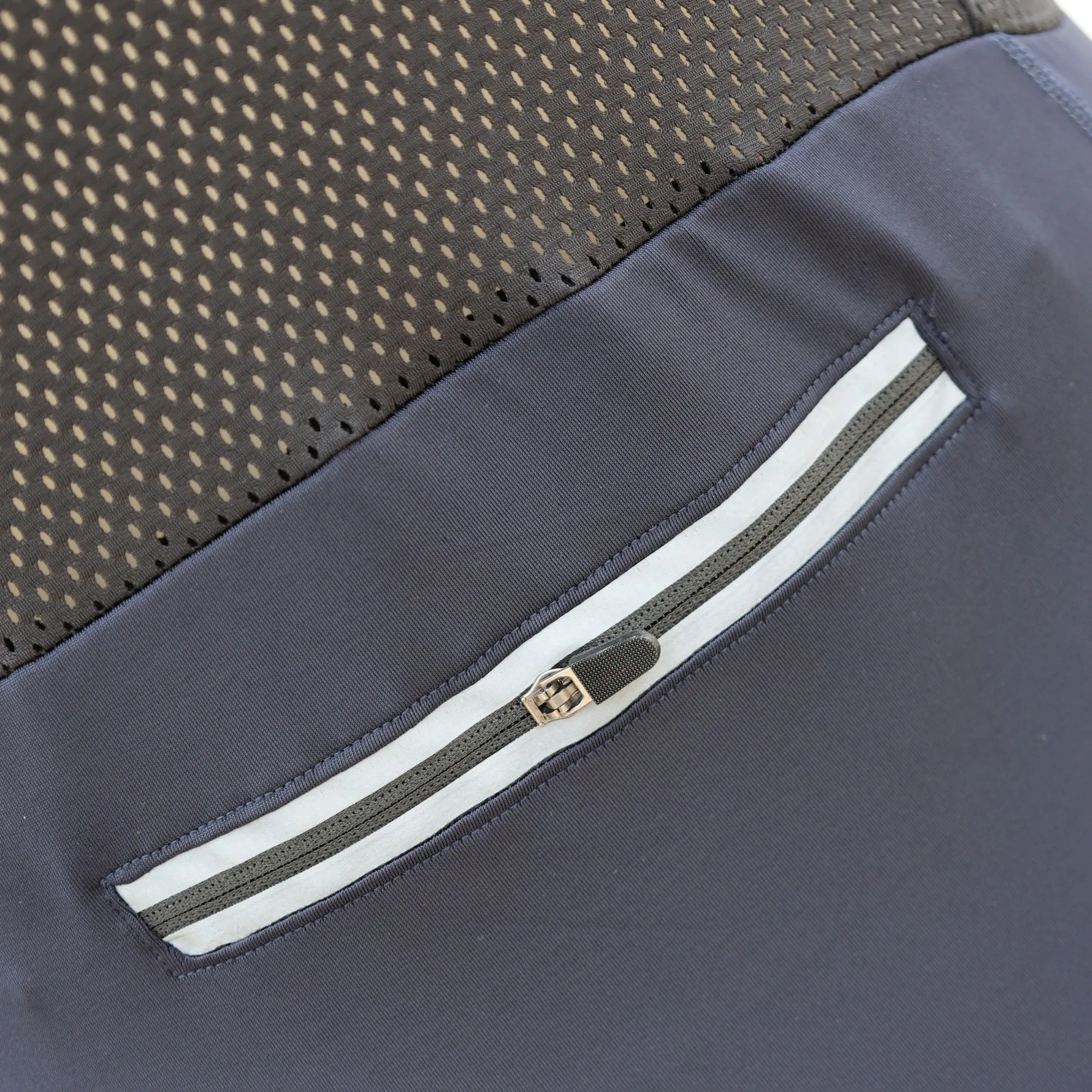 Aerodoc Ignite Blue Black Cycling Bibshorts with Reflective Zipper, Power Band, and 2 Pockets