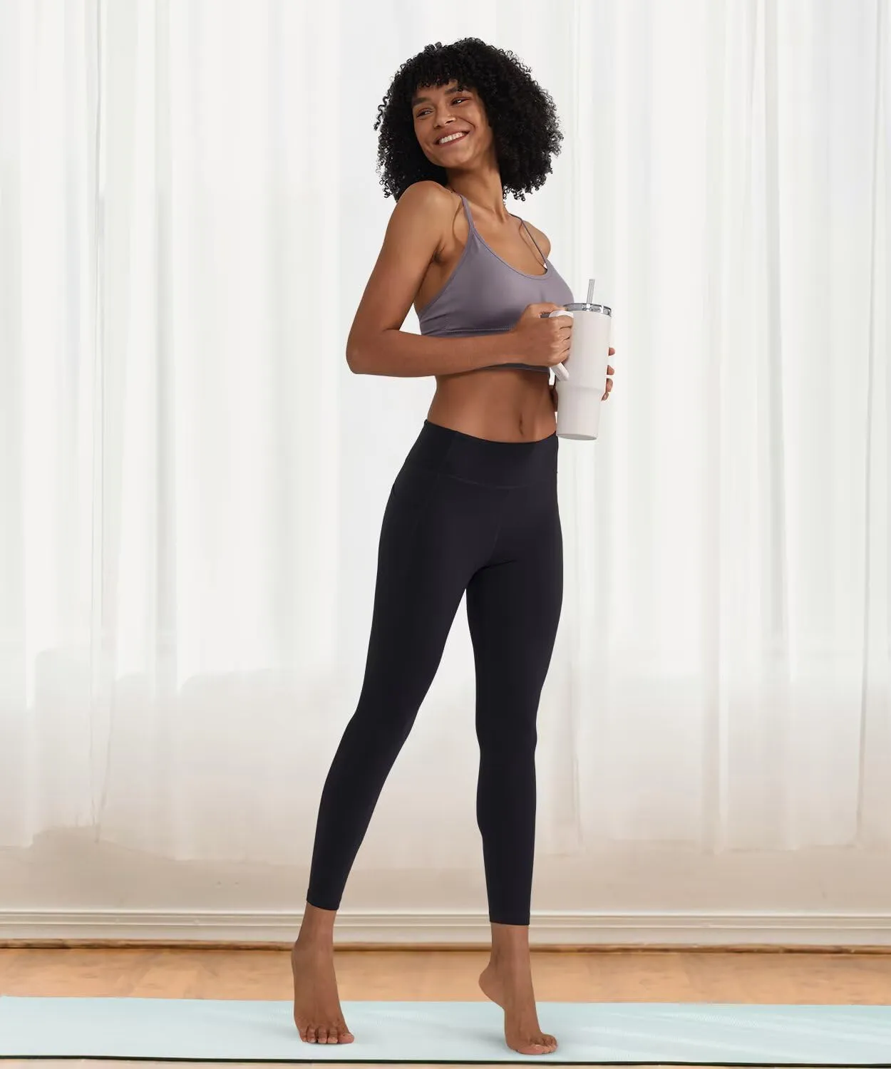 ALONG FIT High Waisted Leggings with Pockets, Tummy Control Workout Leggings for Women 25 Soft Yoga Pants Gym Sport Lounge