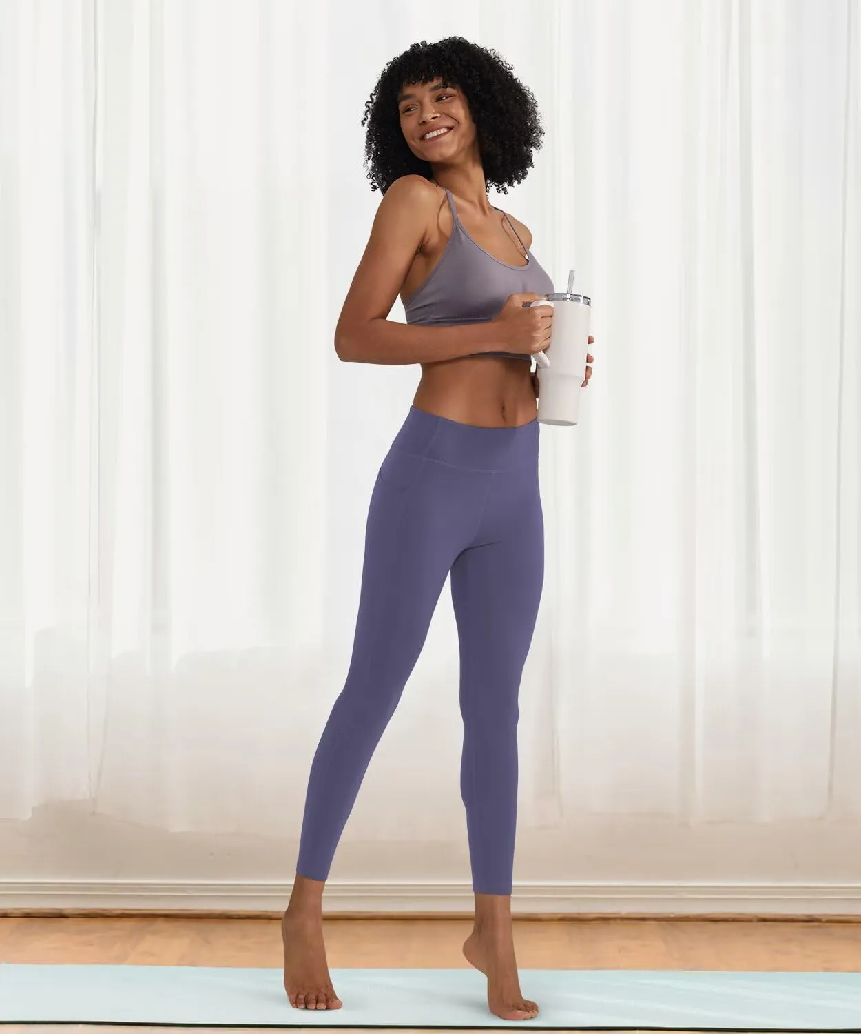 ALONG FIT High Waisted Leggings with Pockets, Tummy Control Workout Leggings for Women 25 Soft Yoga Pants Gym Sport Lounge