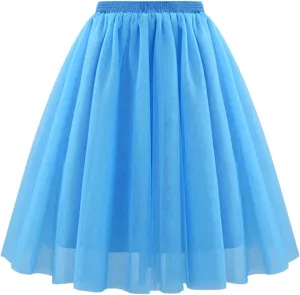 AMDBEL Womens Skirts Midi Length,Midi Length Party Tutu Skirts Women's Tulle Skirts Elastic Waist Layered Puffy Fairy Skirts