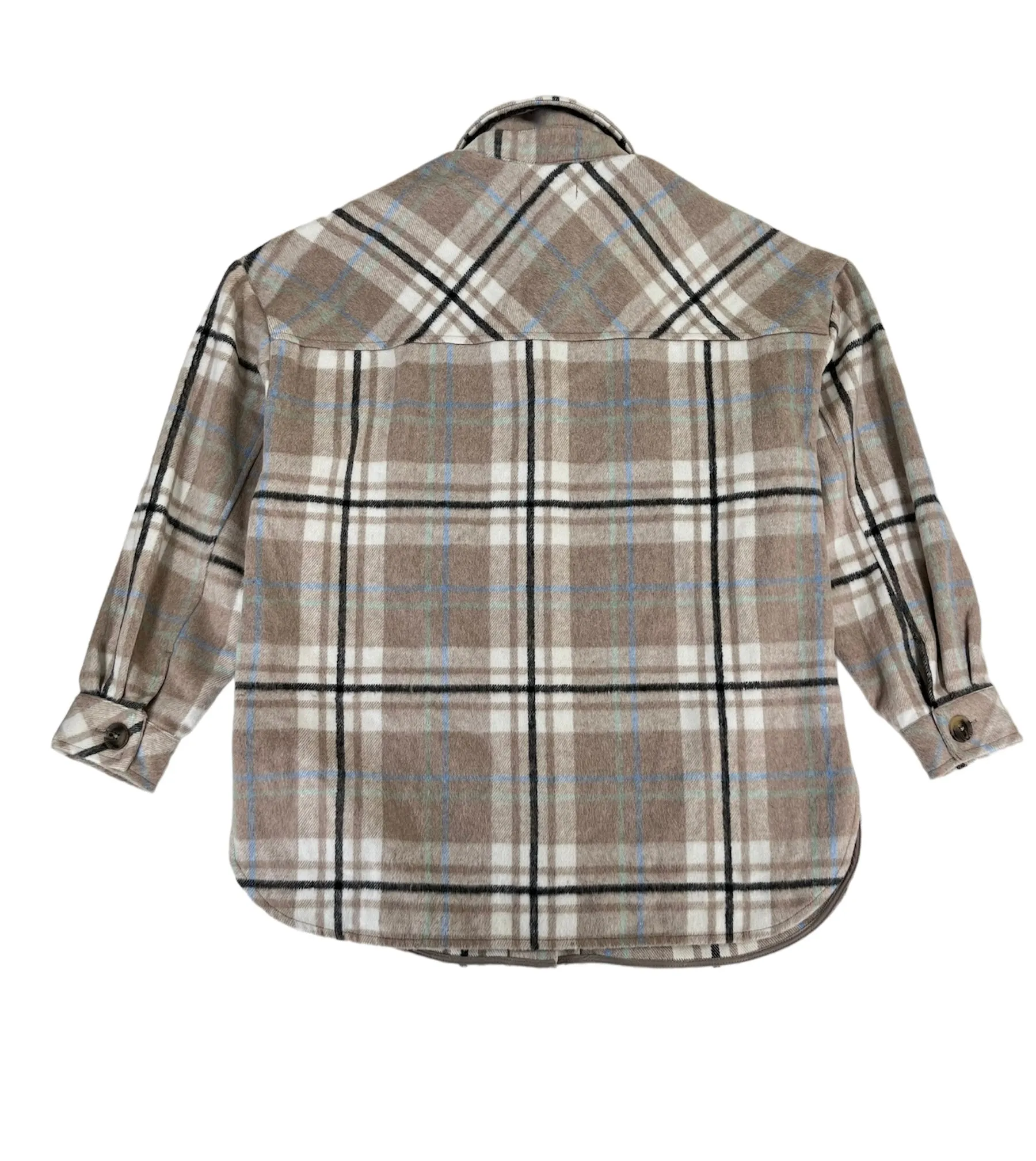 And Now This Women's Long Sleeve Buttons Plaid Jacket Beige Size M