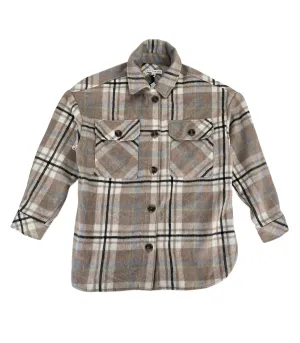 And Now This Women's Long Sleeve Buttons Plaid Jacket Beige Size M