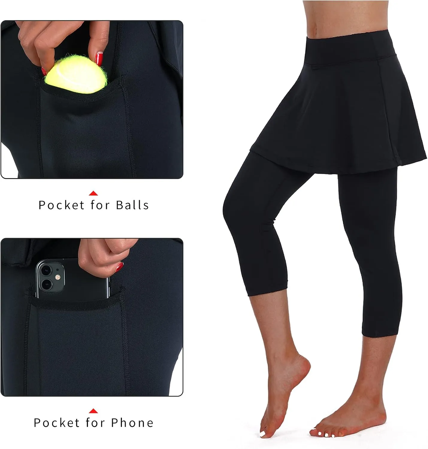 ANIVIVO Skirted Legging for Women, Yoga Legging with Skirts &Women Tennis Leggings Clothes Pockets
