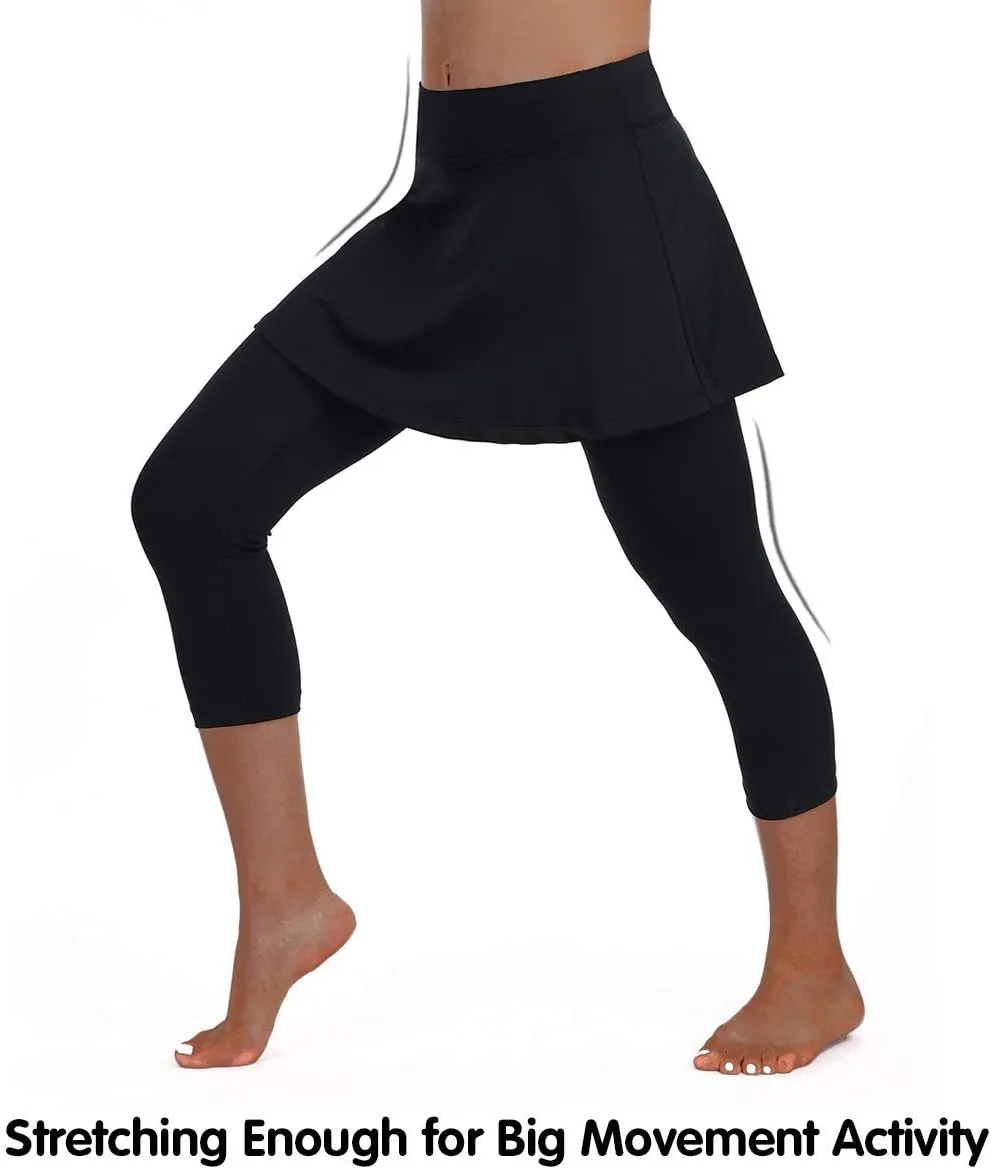 ANIVIVO Skirted Legging for Women, Yoga Legging with Skirts &Women Tennis Leggings Clothes Pockets