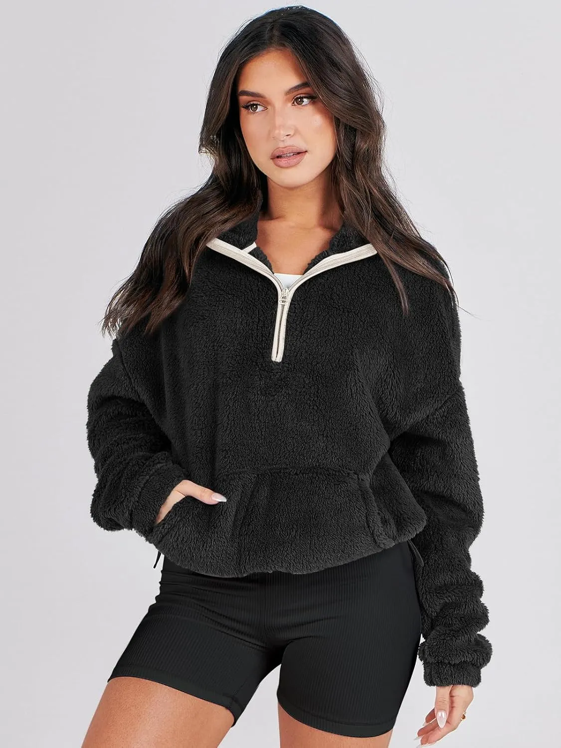 ANRABESS Womens Zip Up Hoodies Cropped Sweatshirts Fall Outfits Casual Hooded Pullover Sweaters Tops Winter Clothes 2024