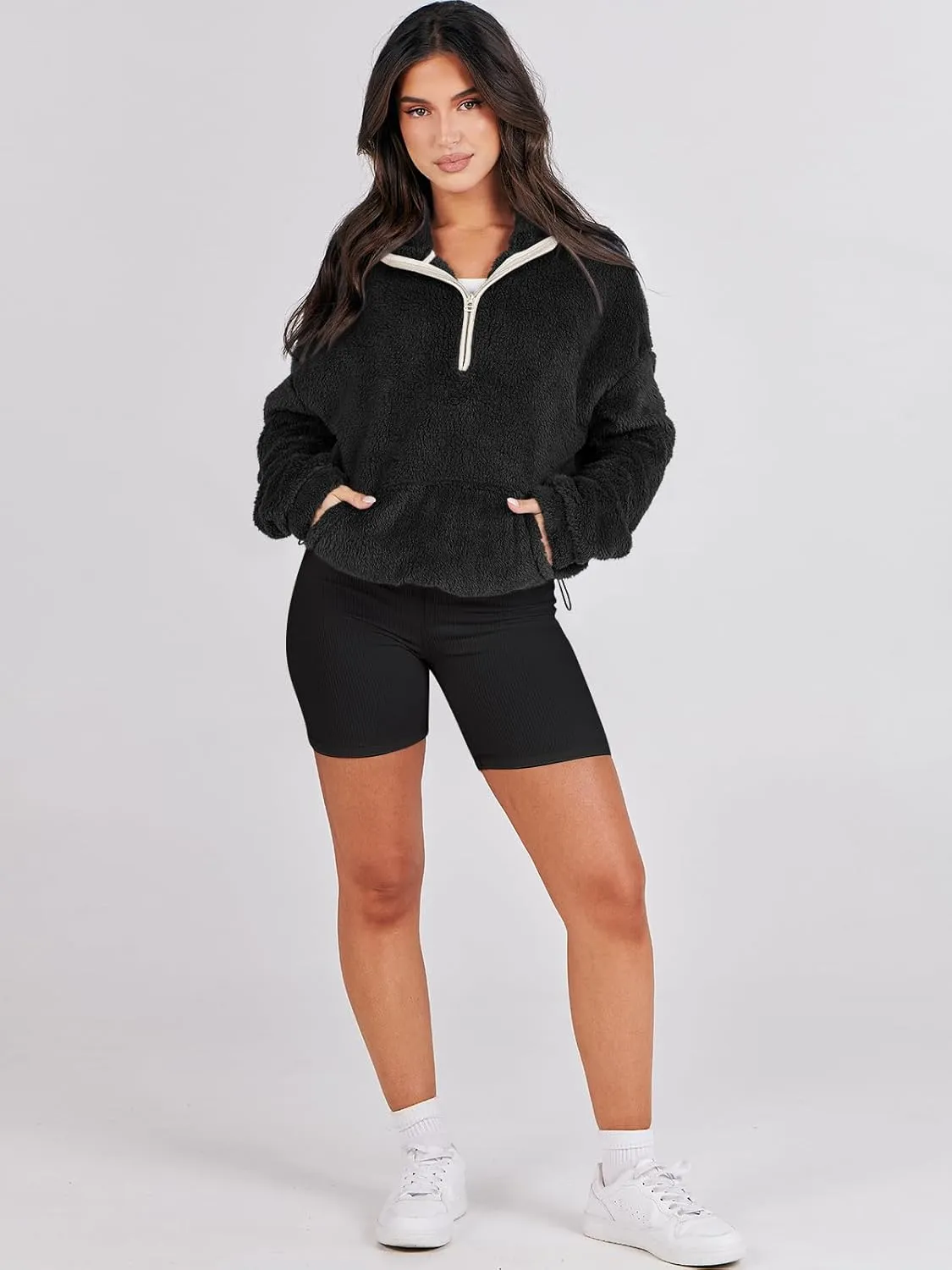ANRABESS Womens Zip Up Hoodies Cropped Sweatshirts Fall Outfits Casual Hooded Pullover Sweaters Tops Winter Clothes 2024