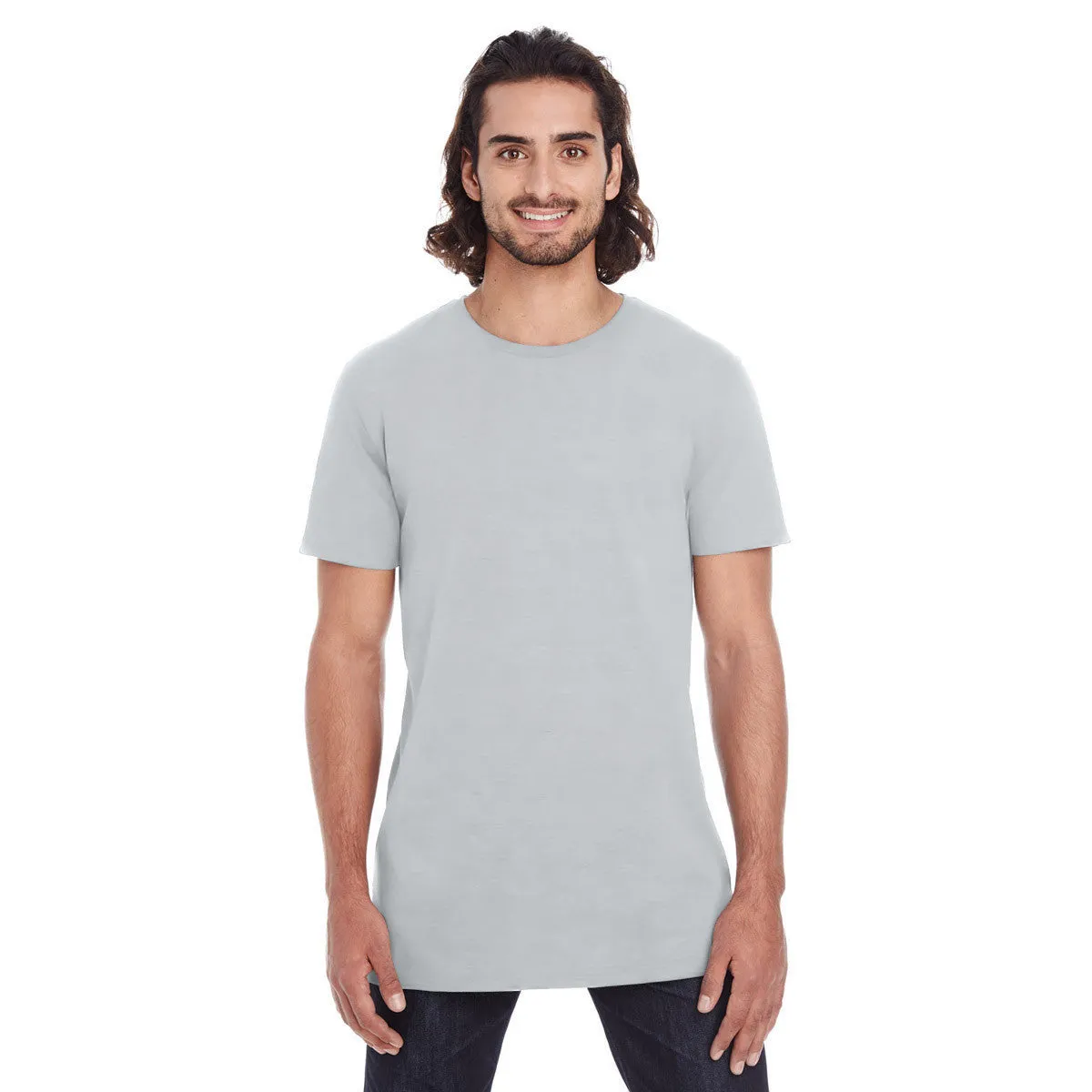 Anvil Men's Silver Lightweight Long & Lean Tee