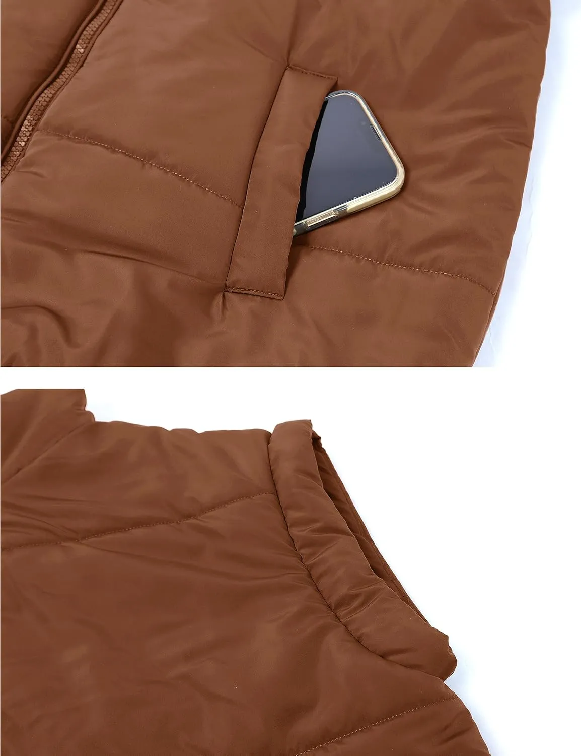 APAFES Women Winter Oversized Puffer Vest Lightweight Stand Collar Flysleeve Insulated Padded Puffy Jackets Coat with Pockets
