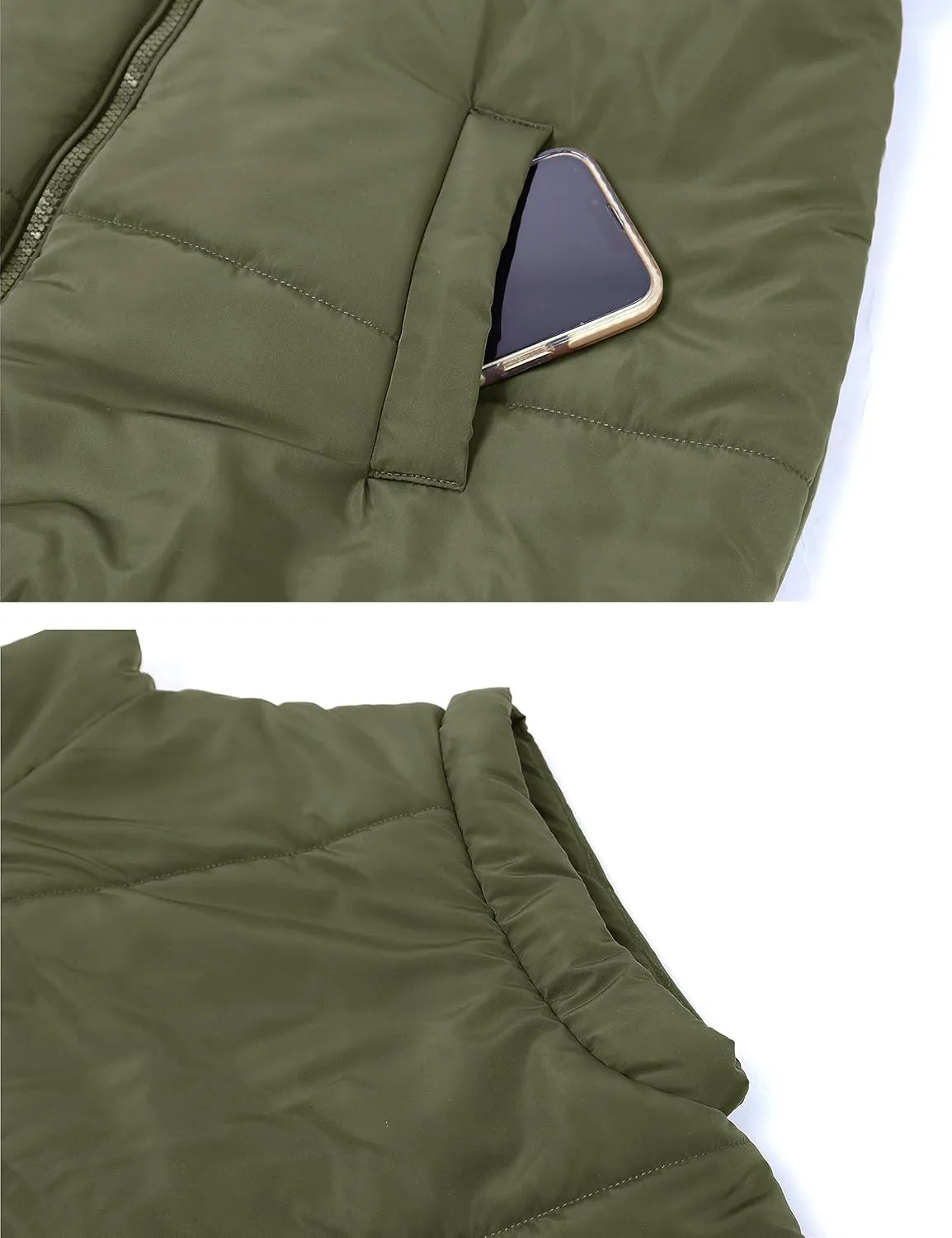 APAFES Women Winter Oversized Puffer Vest Lightweight Stand Collar Flysleeve Insulated Padded Puffy Jackets Coat with Pockets