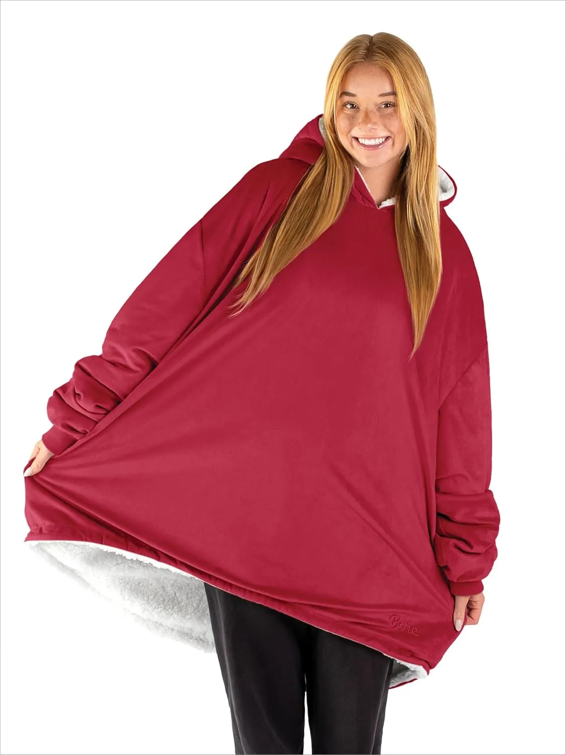 Bare Home Wearable Blanket B-Cozy Hoodie - Soft Plush Sherpa - Warm and Cozy - Oversized Wearable Blanket - Adult & Kid Sizes