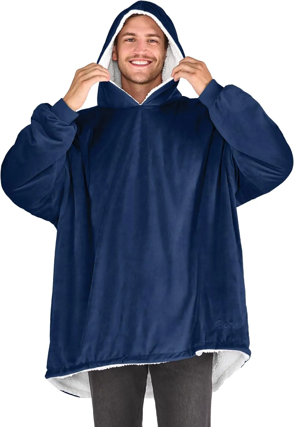 Bare Home Wearable Blanket B-Cozy Hoodie - Soft Plush Sherpa - Warm and Cozy - Oversized Wearable Blanket - Adult & Kid Sizes