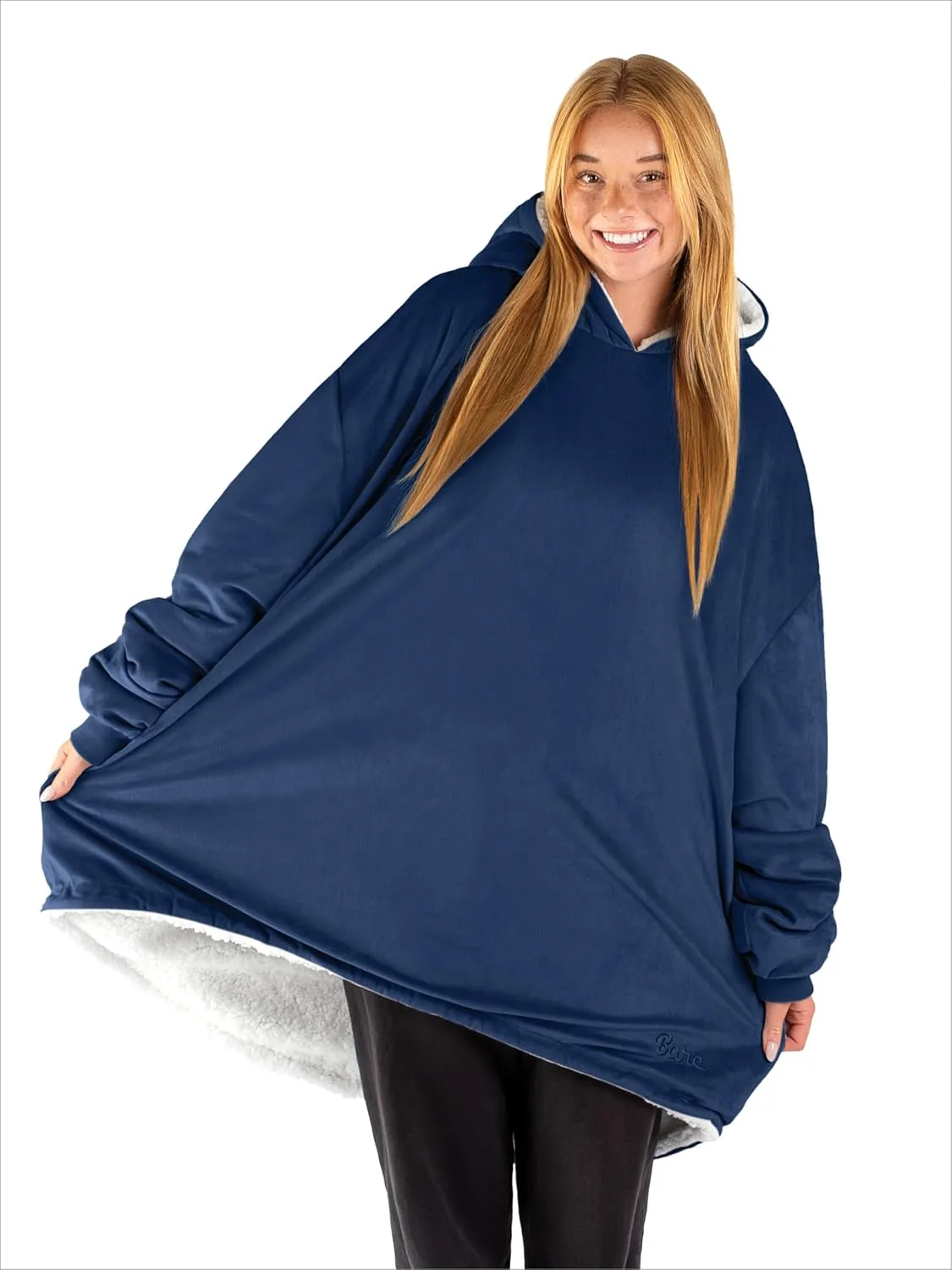 Bare Home Wearable Blanket B-Cozy Hoodie - Soft Plush Sherpa - Warm and Cozy - Oversized Wearable Blanket - Adult & Kid Sizes