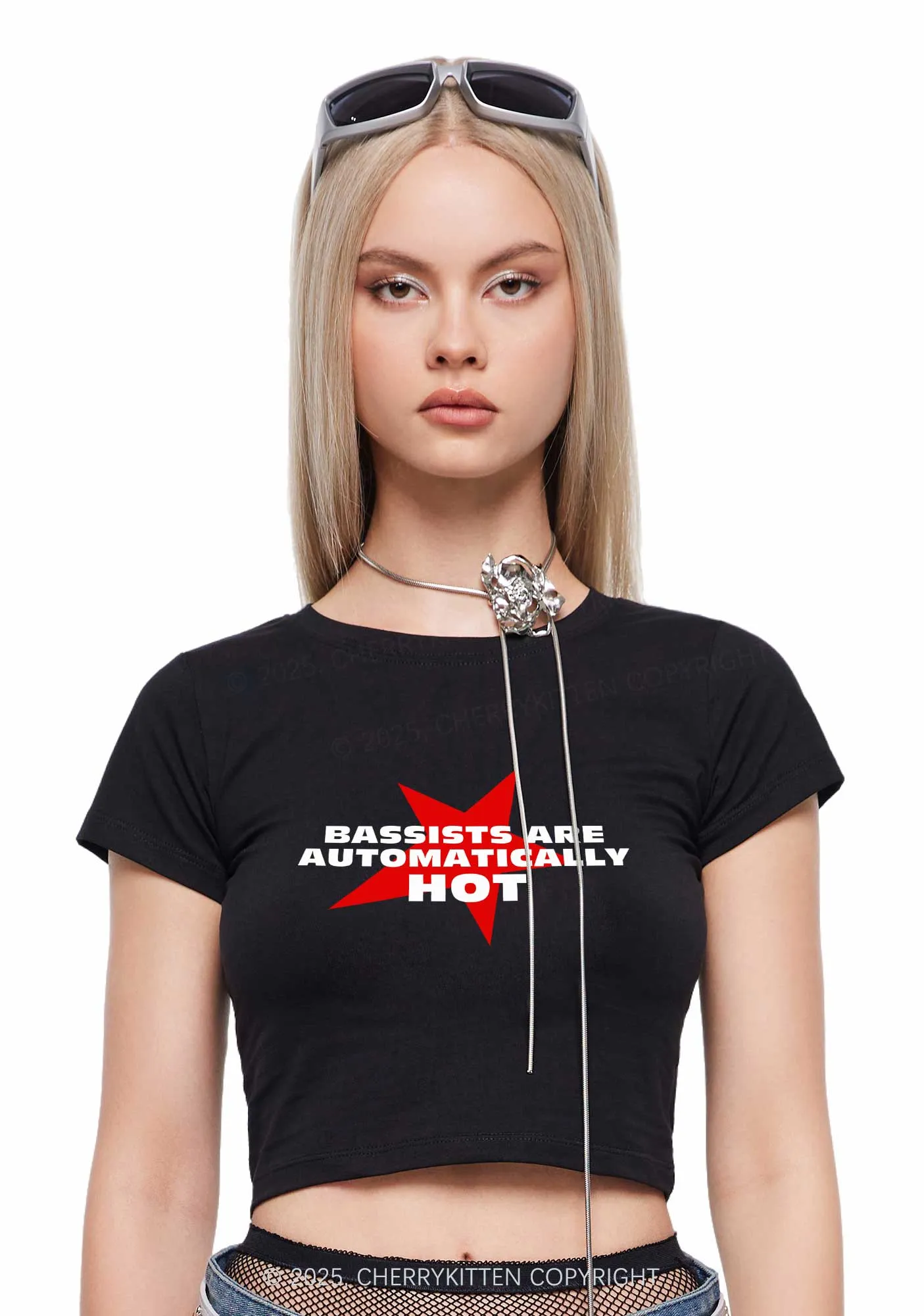 Bassists Are Automatically Hot Y2K Baby Tee Cherrykitten