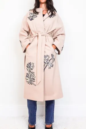 Beige wool coat with florals RRP £950