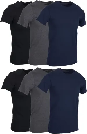 BILLIONHATS 6 Packs of Bulk Men's T-Shirts Eversoft Cotton Regular Fit Short Sleeve Crew Neck Lightweight T-Shirt Tees
