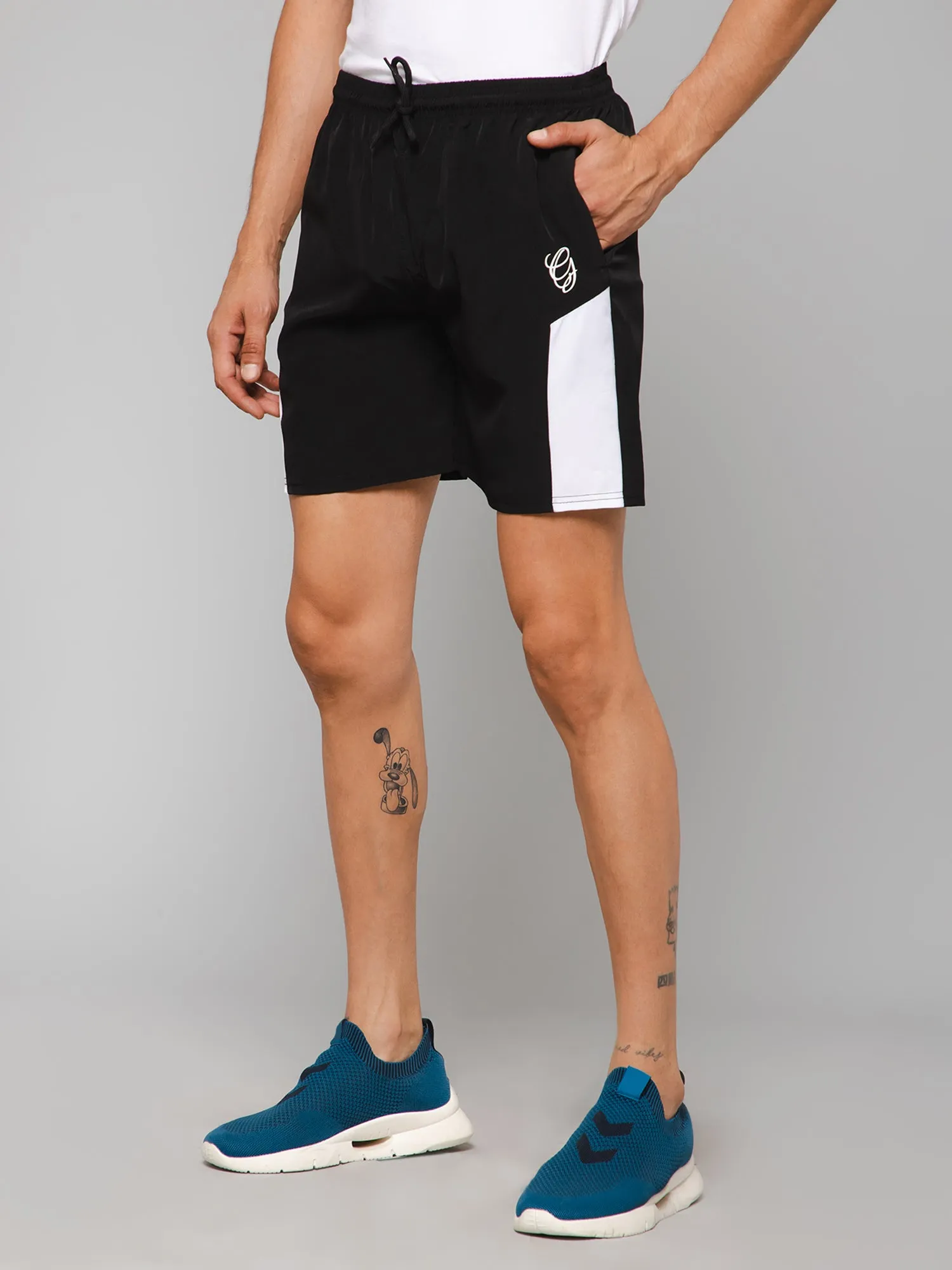 Black Color Block Shorts