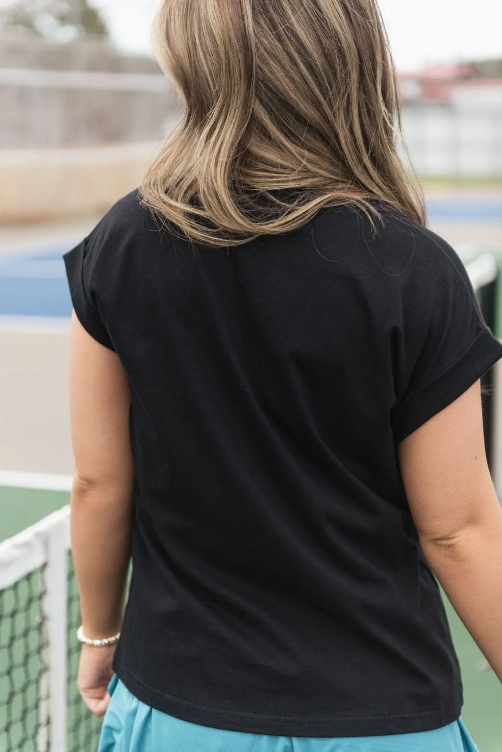 Black Folded Short Sleeve Tee