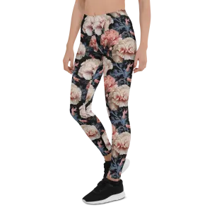 Blue Leaf Carnation Leggings