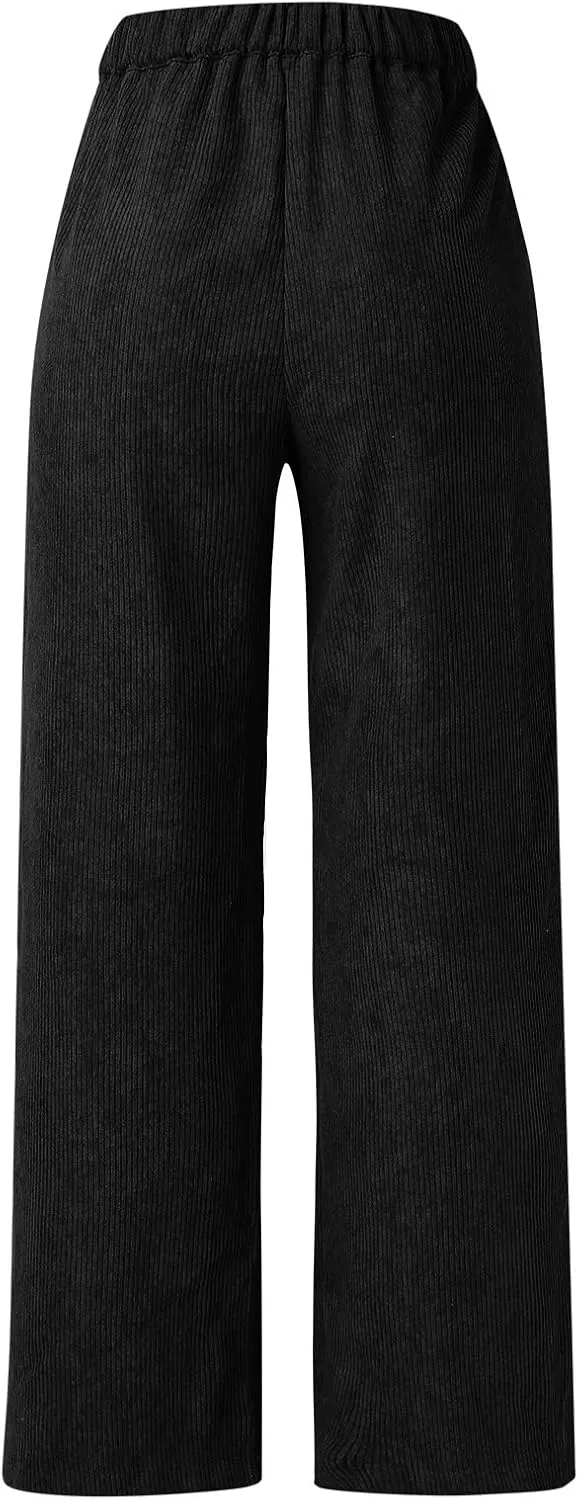 Bootcut Jeans for Women Winter Flowing Work Thermal with Pockets Solid Color Elastic Waist