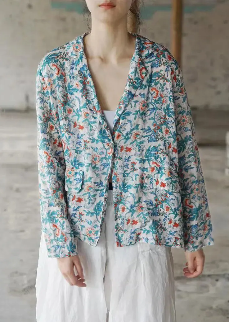 Button Print Cotton Coats Fall