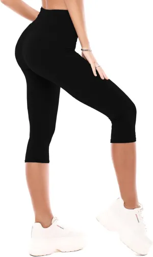 CADITEX High Waisted Capri Leggings for Women,Buttery Soft Workout Gym Pattern Yoga Pants