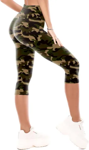 CADITEX High Waisted Capri Leggings for Women,Buttery Soft Workout Gym Pattern Yoga Pants