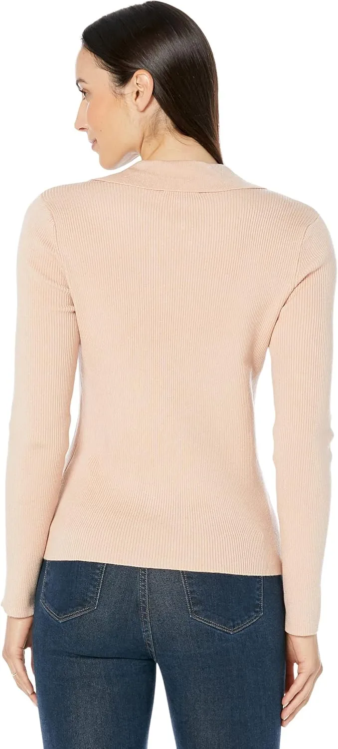 Calvin Klein Women's Johnny Collar V Neck Lightweight Long Sleeve Comfortable Sweater