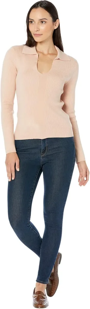 Calvin Klein Women's Johnny Collar V Neck Lightweight Long Sleeve Comfortable Sweater