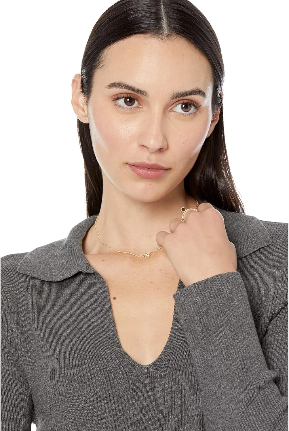 Calvin Klein Women's Johnny Collar V Neck Lightweight Long Sleeve Comfortable Sweater