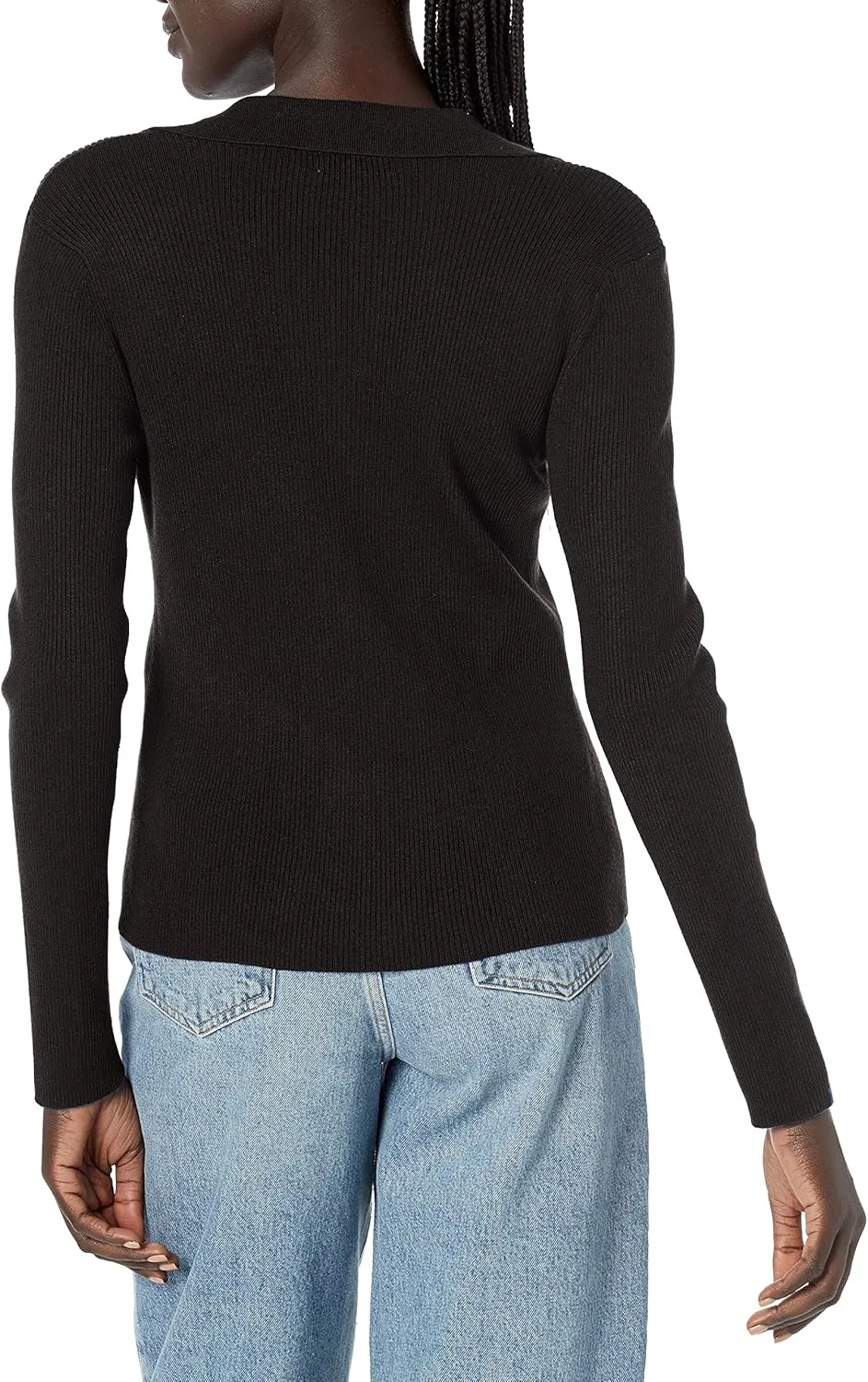 Calvin Klein Women's Johnny Collar V Neck Lightweight Long Sleeve Comfortable Sweater