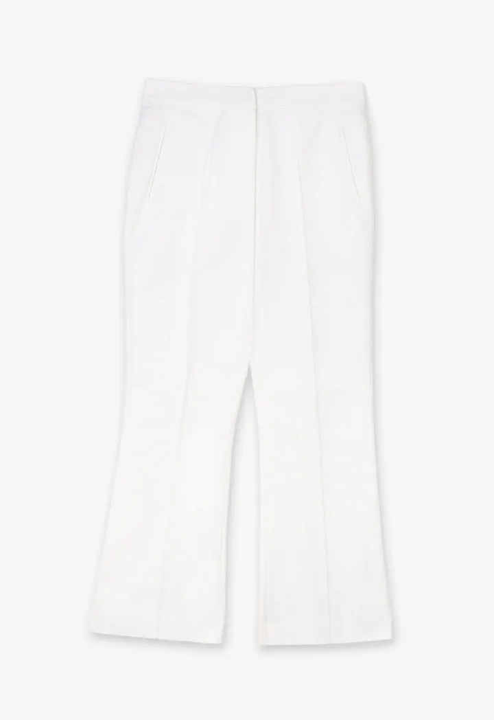 Choice Single Tone Straight Legs Pintuck Trousers Offwhite