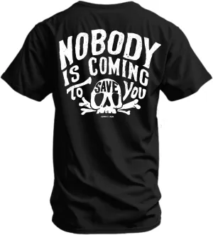 Combat Iron Men's Graphic T-Shirt | Nobody is Coming to Save You Skull | Cotton-Poly Blend | Athletic Fit, Tagless Comfort