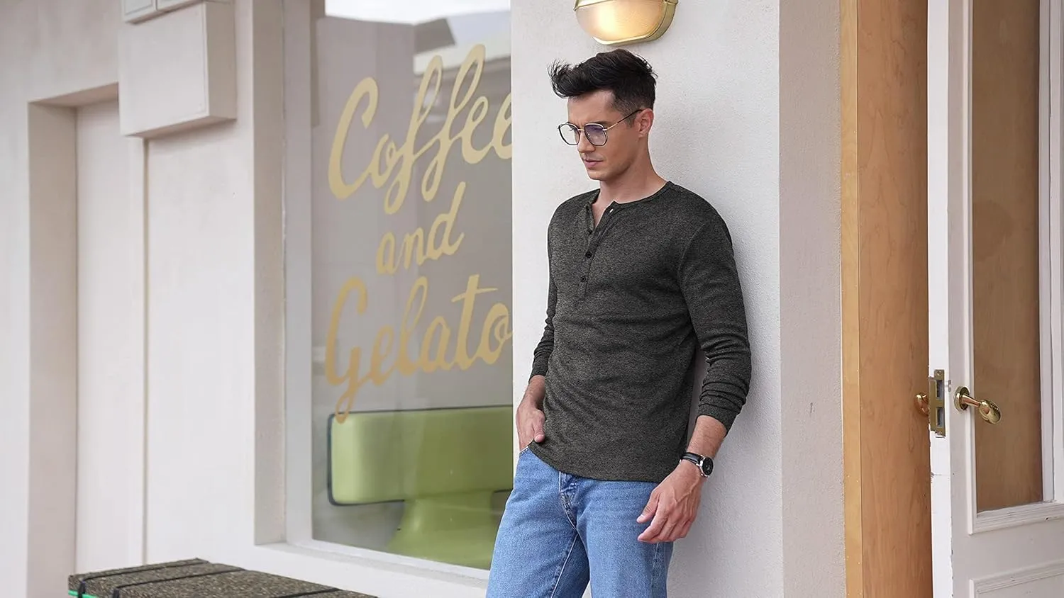 COOFANDY Men's 2Pack Slim Fit Henley Shirts Long Sleeve Lightweight Fashion Casual Cotton Basic T Shirts