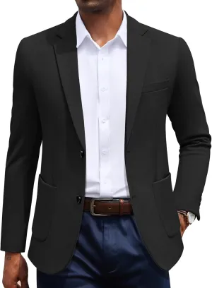COOFANDY Men's Casual Knit Blazer Slim Fit Sport Coat Stretch Two Button Suit Jacket