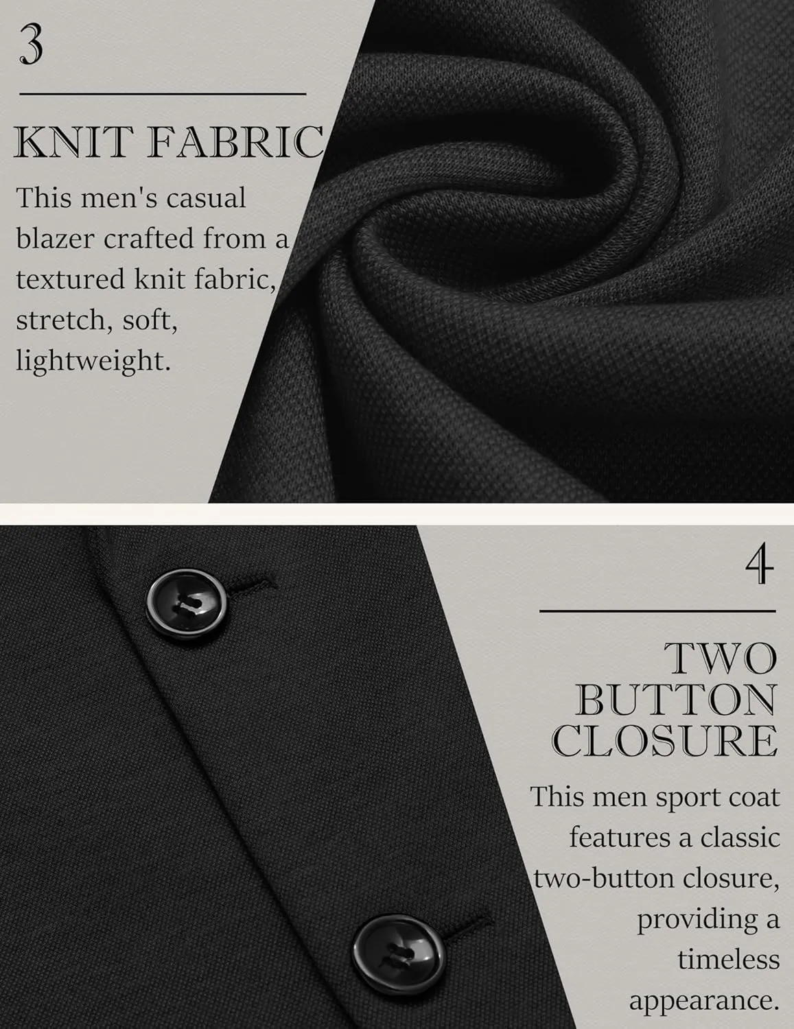 COOFANDY Men's Casual Knit Blazer Slim Fit Sport Coat Stretch Two Button Suit Jacket
