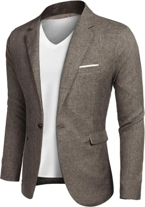 COOFANDY Mens Suit Jacket Blazer Men Brown Sports Coat Slim Fit Casual Lightweight One Button Tuxedos Jackets (Khaki M1)