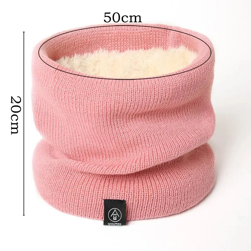 Cozy Knitted Ring Scarf for Women and Men Winter Warmth with Plush Full Mask