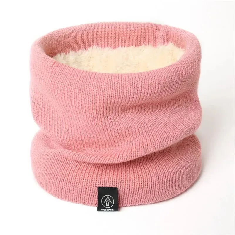 Cozy Knitted Ring Scarf for Women and Men Winter Warmth with Plush Full Mask