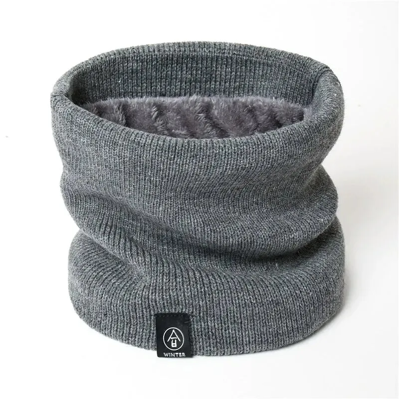 Cozy Knitted Ring Scarf for Women and Men Winter Warmth with Plush Full Mask